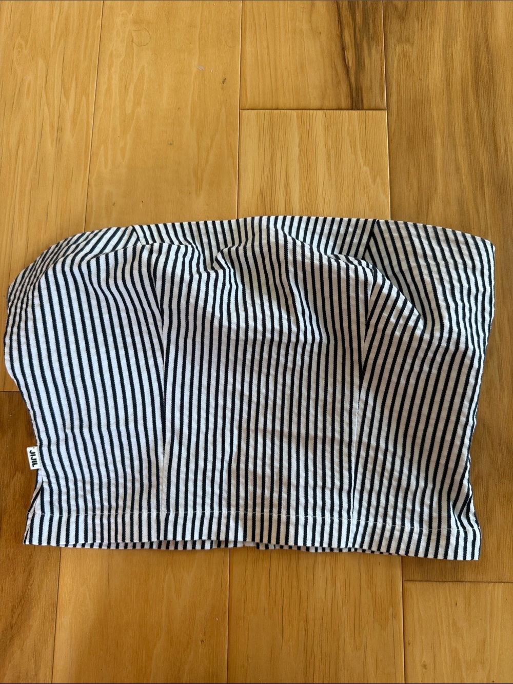 Jijil Navy and White Striped Strapless Tube Crop Top